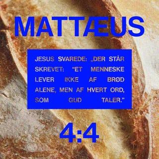 Matthæusevangeliet 4:4 - Men han svarede og sagde: „Der er skrevet: Mennesket skal ikke leve af Brød alene, men af hvert Ord, som udgaar igennem Guds Mund.“