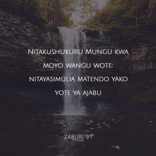 Zaburi 9:1 - Nitamshukuru BWANA kwa moyo wangu wote;
Nitayasimulia matendo yako yote ya ajabu