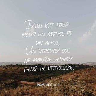 Psaumes 46:1-2 - Dieu est pour nous un rempart, ╵il est un refuge,
un secours toujours offert ╵lorsque survient la détresse.