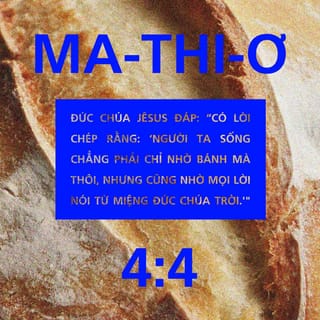 Ma-thi-ơ 4:4 - Đức Chúa Jêsus đáp: “Có lời chép rằng: ‘Người ta sống chẳng phải chỉ nhờ bánh mà thôi, nhưng cũng nhờ mọi lời nói từ miệng Đức Chúa Trời.’ ”