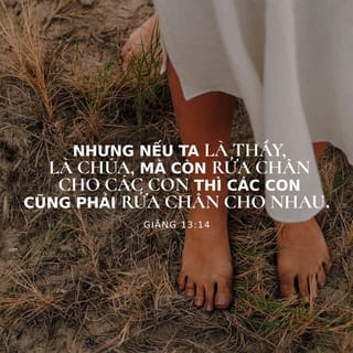 Giăng 13:14 - Vậy nếu ta là Chúa là thầy mà đã rửa chân cho các con thì các con cũng hãy rửa chân lẫn cho nhau.