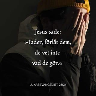 Lukasevangeliet 23:34 - Jesus sade: »Fader, förlåt dem, de vet inte vad de gör.« De delade upp hans kläder och kastade lott om dem.