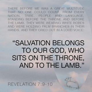 Revelation 7:9 - After these things I saw, and behold, a great multitude, which no man could number, out of every nation and of all tribes and peoples and tongues, standing before the throne and before the Lamb, arrayed in white robes, and palms in their hands