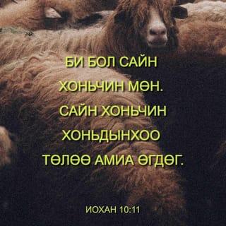 Иохан 10:11 - Сайн хоньчин нь Би байгаа юм. Сайн хоньчин хоньдынхоо төлөө амиа өгдөг.