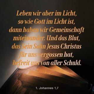 1. Johannes 1:7 - Wenn wir jedoch im Licht leben, so wie Gott im Licht ist, sind wir miteinander verbunden, und das Blut Jesu, seines Sohnes, reinigt uns von aller Sünde.