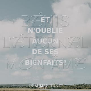 Psaumes 103:2 - Que tout mon être ╵bénisse l’Eternel,
sans oublier ╵aucun de ses bienfaits.