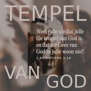1 KORINTIËRS 3:16 - Besef julle nie dat julle almal saam die tempel van God uitmaak en dat die Gees van God in julle as sy tempel woon nie?
