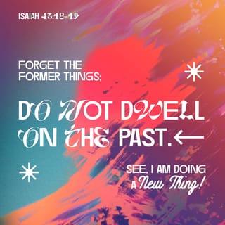 Isaiah 43:18-21 - “Forget the former things;
do not dwell on the past.
See, I am doing a new thing!
Now it springs up; do you not perceive it?
I am making a way in the wilderness
and streams in the wasteland.
The wild animals honor me,
the jackals and the owls,
because I provide water in the wilderness
and streams in the wasteland,
to give drink to my people, my chosen,
the people I formed for myself
that they may proclaim my praise.