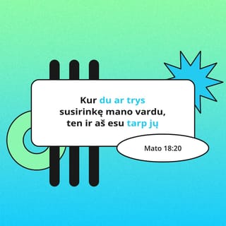 Mato 18:20 - Kur du ar trys susirinkę mano vardu, ten ir aš esu tarp jų“.