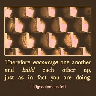 1 Thessalonians 5:11 - Because of this, encourage the hearts of your fellow believers and support one another, just as you have already been doing.
