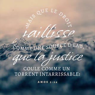 Amos 5:24 - Mais que le droit jaillisse ╵comme une source d’eau,
que la justice coule ╵comme un torrent intarissable !