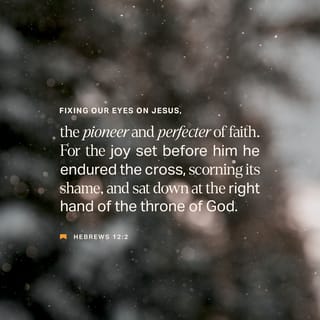 Hebrews 12:2-3 - fixing our eyes on Jesus, the pioneer and perfecter of faith. For the joy set before him he endured the cross, scorning its shame, and sat down at the right hand of the throne of God. Consider him who endured such opposition from sinners, so that you will not grow weary and lose heart.
