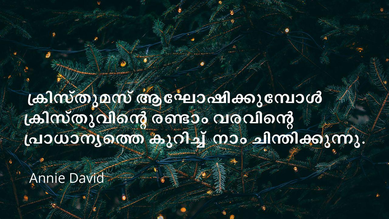 ക്രിസ്തുമസ് ആഘോഷിക്കുമ്പോൾ ക്രിസ്തുവിന്റെ രണ്ടാം വരവിന്റെ പ്രാധാന്യത്തെ കുറിച്ച്  നാം ചിന്തിക്കുന്നു