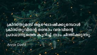 ക്രിസ്തുമസ് ആഘോഷിക്കുമ്പോൾ ക്രിസ്തുവിന്റെ രണ്ടാം വരവിന്റെ പ്രാധാന്യത്തെ കുറിച്ച്  നാം ചിന്തിക്കുന്നു