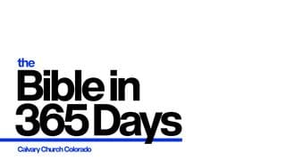The Bible in 365 Days Reading Plan
