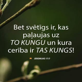 Jeremijas 17:7-8 - Bet svētīgs ir, kas paļaujas uz To Kungu un kura cerība ir Tas Kungs! Tas ir kā koks, kas stādīts pie ūdens un kas rieš savas saknes jo tuvu upei, tas nebīstas karstuma, tā lapas paliek zaļas. Arī sausā gadā tas nebīstas, tas nemitīgi nes savus augļus."