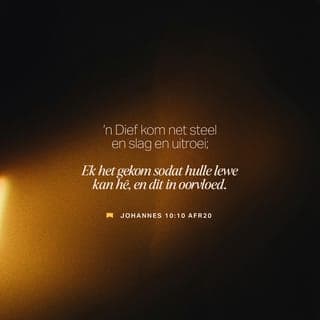 JOHANNES 10:10 - 'n Dief kom net steel en slag en uitroei; Ek het gekom sodat hulle die lewe kan hê, en dit in oorvloed.