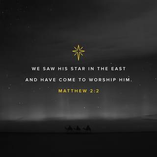 Matthew 2:2 - and asked, “Where is the baby born to be the king of the Jews? We saw his star when it came up in the east, and we have come to worship him.”