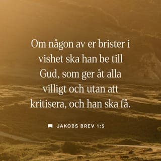 Jakobsbrevet 1:5-7-8 - Om någon av er brister i vishet skall han be till Gud, som ger åt alla utan förbehåll eller förebråelser, och han skall få vad han ber om. Men han skall be i tro, utan att tvivla. Den som tvivlar liknar en våg på havet som drivs och jagas av vinden. En sådan människa, tvehågsen och vacklande i allt hon gör, skall inte vänta sig något av Herren.