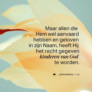 Johannes 1:12-13 - Maar allen die Hem aangenomen hebben, hun heeft Hij macht gegeven kinderen van God te worden, namelijk die in Zijn Naam geloven;
die niet uit bloed, niet uit de wil van vlees en ook niet uit de wil van een man, maar uit God geboren zijn.