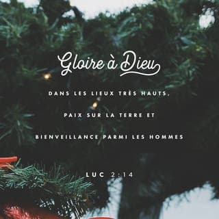 Luc 2:14 - «Que la gloire soit à Dieu dans le ciel le plus haut {dans le ciel qui est extrêmement haut}!
Et sur la terre, que la paix soit aux gens en qui il prend plaisir {que l'affaire froide/calme soit aux gens pour qui son coeur se réjouit}!»