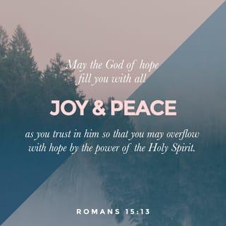 Romans 15:13 - May the God who gives hope fill you with great joy. May you have perfect peace as you trust in him. May the power of the Holy Spirit fill you with hope.