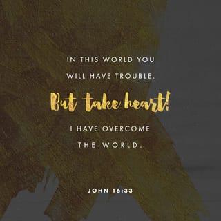 John 16:33 - I have told you this, so that you might have peace in your hearts because of me. While you are in the world, you will have to suffer. But cheer up! I have defeated the world.