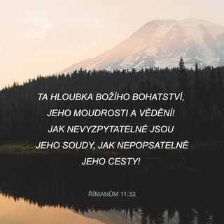 Římanům 11:33-36 - Ta hloubka Božího bohatství, jeho moudrosti a vědění! Jak nevyzpytatelné jsou jeho soudy, jak nepopsatelné jeho cesty! Vždyť:
„Kdo poznal Hospodinovu mysl?
Kdo mu kdy v něčem poradil?“
„Kdo mu co dal jako první,
aby mu Bůh za to zaplatil?“
Všechno je z něj, skrze něj a pro něj! Jemu buď sláva navěky! Amen.
