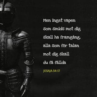 Jesaja 54:17 - Och nu skall intet vapen, som smides mot dig, hava någon lycka; var tunga, som upphäver sig för att gå till rätta med dig, skall du få domfälld. Detta är HERRENS tjänares arvedel, den rätt de skola undfå av mig, säger HERREN.