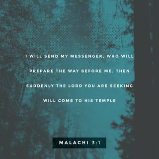 Malachi 3:1 - “See, I am going to send my messenger, and he will clear the way before me. Then the Lord you seek will suddenly come to his temple, the Messenger of the covenant you delight in — see, he is coming,” says the LORD of Armies.