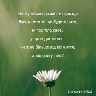 Matthew 6:25-31 - “Therefore I tell you, do not worry about your life, what you will eat or drink; or about your body, what you will wear. Is not life more than food, and the body more than clothes? Look at the birds of the air; they do not sow or reap or store away in barns, and yet your heavenly Father feeds them. Are you not much more valuable than they? Can any one of you by worrying add a single hour to your life?
“And why do you worry about clothes? See how the flowers of the field grow. They do not labor or spin. Yet I tell you that not even Solomon in all his splendor was dressed like one of these. If that is how God clothes the grass of the field, which is here today and tomorrow is thrown into the fire, will he not much more clothe you—you of little faith? So do not worry, saying, ‘What shall we eat?’ or ‘What shall we drink?’ or ‘What shall we wear?’