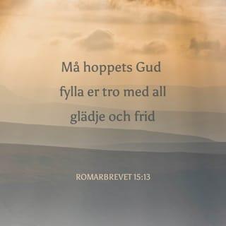 Romarbrevet 15:13 - Må hoppets Gud fylla er tro med all glädje och frid och ge er ett allt rikare hopp genom den heliga andens kraft.