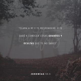 Jeremías 33:3 - “Clama a mí y te responderé; te daré a conocer cosas grandes e inaccesibles que tú no sabes”.