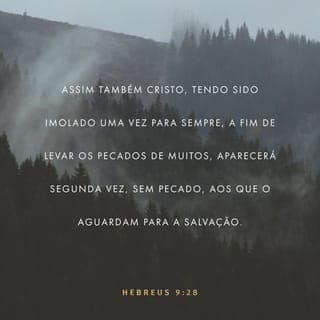 Hebreus 9:28 - Assim também Cristo foi oferecido uma só vez em sacrifício, para tirar os pecados de muitas pessoas. Depois ele aparecerá pela segunda vez, não para tirar pecados, mas para salvar as pessoas que estão esperando por ele.