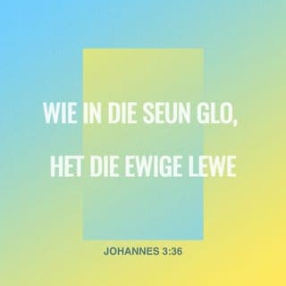 Johannes 3:36 - “Iemand wat dus deur geloof ’n vriend van die Seun word, sal vir ewig en altyd sy vriend bly.
“Maar iemand wat die Seun die rug toekeer en nie na Hom wil luister nie, sal nooit so ’n vriendskap ken nie. Hy sal wel iets anders leer ken: die woede en straf van God!”
