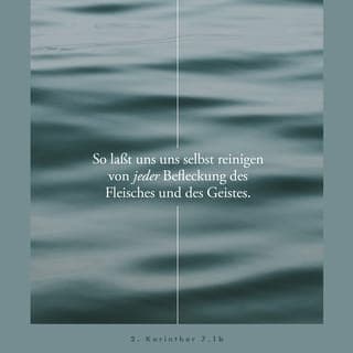 2. Korinther 7:1-16 - Meine lieben Freunde! All dies hat uns Gott versprochen. Darum wollen wir uns von allem trennen, was uns verunreinigt – sei es in unseren Gedanken oder in unserem Verhalten. In Ehrfurcht vor Gott wollen wir immer mehr so leben, wie es ihm gefällt.
Vertraut uns doch! Wir haben ja keinem von euch Unrecht getan. Wir haben niemanden zugrunde gerichtet und keinen von euch betrogen. Ich sage das nicht, um euch zu verurteilen. Denn ich habe euch ja vorhin gesagt, dass ihr einen besonderen Platz in unseren Herzen habt. Wir sind untrennbar miteinander verbunden, im Leben und im Sterben. Ich vertraue euch in jeder Beziehung und bin sogar stolz auf euch. Trotz aller Schwierigkeiten bin ich getröstet, und meine Freude ist unbeschreiblich groß.
Als wir nach Mazedonien kamen, waren wir zunächst sehr beunruhigt. Überall gab es Schwierigkeiten: Wir mussten alle möglichen Anfeindungen ertragen und waren zudem selbst voller Angst und Sorgen. Aber Gott hilft den Mutlosen. Er hat uns durch die Ankunft von Titus getröstet; und das nicht nur, weil Titus endlich wieder bei uns war. Noch mehr haben wir uns darüber gefreut, dass Titus bei euch so viel Ermutigendes erfahren hat. Er hat uns davon berichtet, wie sehnlich ihr meinen Besuch erwartet, wie leid euch das Geschehene tut und mit welchem Eifer ihr euch für mich einsetzt. Ich kann euch gar nicht sagen, wie sehr ich mich darüber gefreut habe.
Jetzt bereue ich auch nicht, dass ich euch den Brief geschrieben habe, der euch so erschüttert hat. Zwar dachte ich schon, ich hätte ihn gar nicht abschicken sollen – eben weil ihr wegen des Briefes eine Zeit lang traurig gewesen seid, doch jetzt bin ich froh, dass ich ihn geschrieben habe. Natürlich nicht, weil ihr traurig gewesen seid, sondern weil euch dies zum Nachdenken und zur Umkehr gebracht hat. Genau das war Gottes Absicht, und deshalb hat euch unser Brief auch nicht geschadet. Denn die von Gott bewirkte Traurigkeit führt zur Umkehr und bringt Rettung. Und wer sollte das jemals bereuen! Nur die Traurigkeit, die rein menschlicher Art ist, bewirkt den Tod. Bedenkt doch, was Gott alles durch eure Traurigkeit erreicht hat! Wie viel guten Willen zeigt ihr jetzt, wie bereitwillig habt ihr euch entschuldigt, und wie sehr bemüht ihr euch zu beweisen, dass ihr euch nicht mitschuldig machen wollt! Jetzt seid ihr über das Vorgefallene empört, wie groß ist eure Furcht vor den Folgen! Ihr wünscht euch sehr, mich wiederzusehen. Eure Entschlossenheit hat dazu geführt, dass der Schuldige bestraft wurde. Ihr habt damit bewiesen, dass euch in dieser Sache keine Schuld trifft.
Ich habe euch meinen Brief also letztlich nicht geschrieben, weil es mir um den ging, der Unrecht getan hat, oder den, dem Unrecht geschehen ist. Es kam mir allein darauf an, dass ihr vor Gott zeigen konntet, wie sehr ihr euch für uns einsetzt.
Nun sind wir sehr erleichtert und getröstet. Besonders schön war es für uns mitzuerleben, mit welcher Freude Titus von euch allen berichtet hat. Seine Begegnung mit euch hat ihn sehr ermutigt und gestärkt. Ich hatte ihm so viel Gutes von euch erzählt, und ihr habt mich nicht enttäuscht. Wir haben euch immer die Wahrheit gesagt, und nun durfte Titus feststellen, dass wir auch ihm gegenüber die Wahrheit gesagt haben, als wir euch lobten. Er liebt euch jetzt noch mehr, denn er hat eure Bereitschaft zum Gehorsam gesehen, nachdem ihr ihn voller Angst und Bangen aufgenommen habt. Ich freue mich, dass ich euch so ganz und gar vertrauen kann.