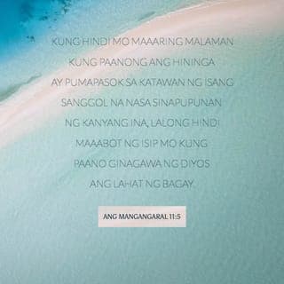 Ang Mangangaral 11:5 - Kung hindi mo maaaring malaman kung paanong ang hininga ay pumapasok sa katawan ng isang sanggol na nasa sinapupunan ng kanyang ina, lalong hindi maaabot ng isip mo kung paano ginagawa ng Diyos ang lahat ng bagay.