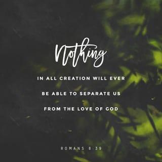 Romans 8:39 - neither the world above nor the world below — there is nothing in all creation that will ever be able to separate us from the love of God which is ours through Christ Jesus our Lord.