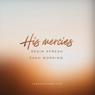 Lamentations 3:22-24 - Certainly the faithful love of the LORD hasn’t ended; certainly God’s compassion isn’t through!
They are renewed every morning. Great is your faithfulness.
I think: The LORD is my portion! Therefore, I’ll wait for him.