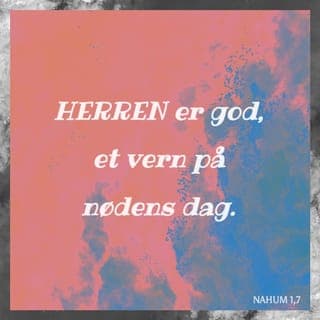 Nahum 1:7-8 - Herren er god. Han er som en beskyttende festning på nødens dag. Han kjenner dem som søker tilflukt hos Ham. Men Han skal gjøre ende på Ninive ved en overstrømmende flom. Mørke skal komme og bli liggende over Hans fiender.