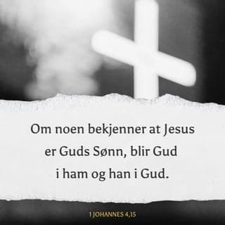 Første Johannesbrev 4:14-16 - Vi er vitner til at Gud har sendt sin Sønn som frelser til verden. Alle som tror at Jesus er Guds Sønn, vil ta imot Gud i sitt indre og bli omsluttet av Gud. Vi har møtt Guds kjærlighet og derfor begynte vi å tro på kjærligheten. Gud er kjærlighet, og den som holder seg til Gud, vil oppleve denne kjærligheten, og Gud vil være med ham.