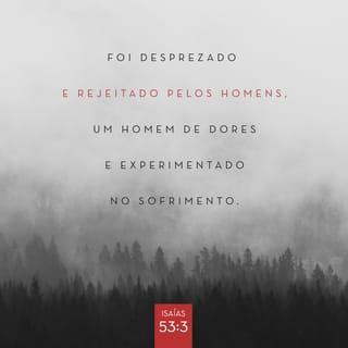 Isaías 53:3-7 - Ele foi rejeitado e desprezado por todos;
ele suportou dores e sofrimentos sem fim.
Era como alguém que não queremos ver;
nós nem mesmo olhávamos para ele e o desprezávamos.
“No entanto, era o nosso sofrimento que ele estava carregando,
era a nossa dor que ele estava suportando.
E nós pensávamos que era por causa das suas próprias culpas
que Deus o estava castigando,
que Deus o estava maltratando e ferindo.
Porém ele estava sofrendo por causa dos nossos pecados,
estava sendo castigado por causa das nossas maldades.
Nós somos curados pelo castigo que ele sofreu,
somos sarados pelos ferimentos que ele recebeu.
Todos nós éramos como ovelhas que se haviam perdido;
cada um de nós seguia o seu próprio caminho.
Mas o SENHOR castigou o seu servo;
fez com que ele sofresse o castigo que nós merecíamos.
“Ele foi maltratado, mas aguentou tudo humildemente
e não disse uma só palavra.
Ficou calado como um cordeiro que vai ser morto,
como uma ovelha quando cortam a sua lã.