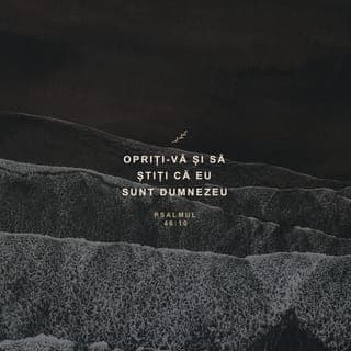 Psalmul 46:9-11 - El a pus capăt războaielor până la marginea pământului;
El a sfărâmat arcul și a rupt sulița, a ars cu foc carele de război.
„Opriți-vă și să știți că Eu sunt Dumnezeu:
Eu stăpânesc peste neamuri,
Eu stăpânesc pe pământ.”
Domnul oștirilor este cu noi.
Dumnezeul lui Iacov este un turn de scăpare pentru noi. (Oprire)