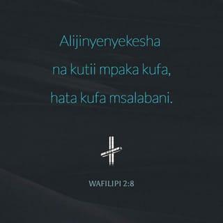 Flp 2:7-11 - bali alijifanya kuwa hana utukufu, akatwaa namna ya mtumwa, akawa ana mfano wa wanadamu; tena, alipoonekana ana umbo kama mwanadamu, alijinyenyekeza akawa mtii hata mauti, naam, mauti ya msalaba. Kwa hiyo tena Mungu alimwadhimisha mno, akamkirimia Jina lile lipitalo kila jina; ili kwa jina la Yesu kila goti lipigwe, la vitu vya mbinguni, na vya duniani, na vya chini ya nchi; na kila ulimi ukiri ya kuwa YESU KRISTO NI BWANA, kwa utukufu wa Mungu Baba.