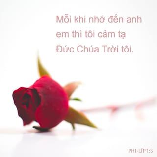 Phi-líp 1:3-6 - Mỗi khi nhớ đến anh em thì tôi cảm tạ Đức Chúa Trời tôi. Trong mỗi lời cầu nguyện cho tất cả anh em, tôi luôn cầu nguyện với niềm vui mừng, vì từ ngày đầu cho đến bây giờ, anh em đã cộng tác với tôi trong việc rao truyền Tin Lành. Tôi tin chắc rằng Đấng đã bắt đầu làm việc lành trong anh em sẽ làm trọn việc ấy cho đến ngày của Đấng Christ Jêsus.