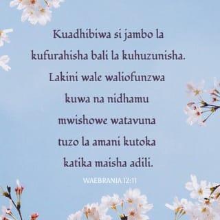 Waebrania 12:11 - Kuadhibiwa si jambo la kufurahisha bali la kuhuzunisha. Lakini wale waliofunzwa kuwa na nidhamu mwishowe watavuna tuzo la amani kutoka katika maisha adili.