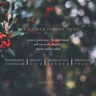 Isaiah 9:6 - For a child is born to us,
a son is given to us.
The government will rest on his shoulders.
And he will be called:
Wonderful Counselor, Mighty God,
Everlasting Father, Prince of Peace.