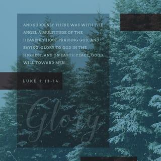 Luke 2:13 - Suddenly, there was with the angel a multitude of the heavenly army praising God and saying