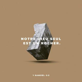 1 Samuel 2:2 - Personne n'est saint comme l'Eternel. Il n'y a pas d'autre Dieu que toi, il n'y a pas de rocher pareil à notre Dieu.