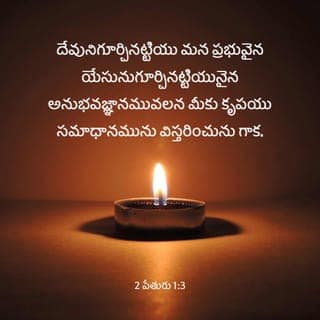 2 పేతురు పత్రిక 1:3-4 - తన సొంత మహిమ వలన మంచితనం వలన మనల్ని పిలిచినవాని గురించి మనకున్న జ్ఞానం ద్వారా ఆయన దైవశక్తి, మనం దైవిక జీవితాన్ని జీవించడానికి కావలసిన ప్రతిదీ మనకు ఇస్తుంది. వీటి ద్వారా ఆయన మనకు మహత్తరమైన గొప్ప వాగ్దానాలు ఇచ్చారు. అప్పుడు మీరు వాటి ద్వారా చెడు కోరికల వల్ల ఈ లోకంలో ఉన్న భ్రష్టత్వం నుండి తప్పించుకుని దైవిక స్వభావంలో పాలుపొందవచ్చు.